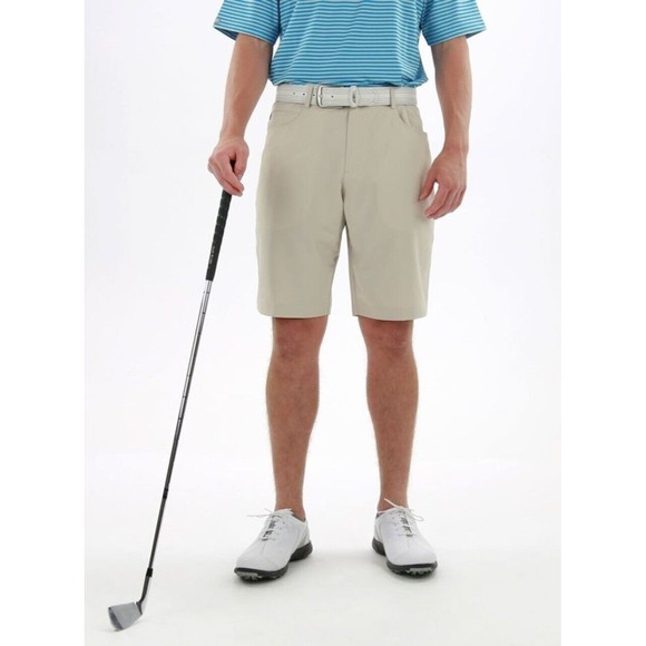 Straight Down Renegade Golf Shorts Mens Size 36 Khaki Performance Flex Chino - Picture 1 of 11